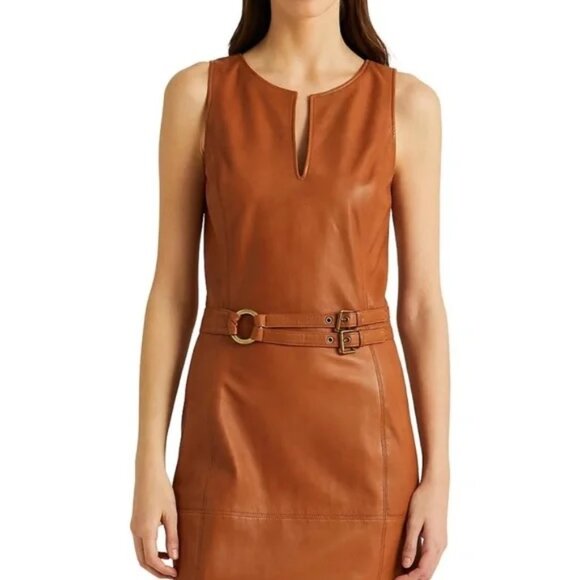 NWT: Lauren Leather Dress with Belt - Perfect for fall! - Picture 1 of 4